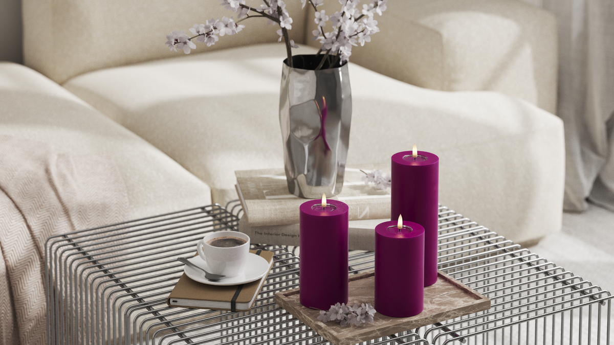 Naturgetreue LED-Blockkerzen mit Wetlook™-Design