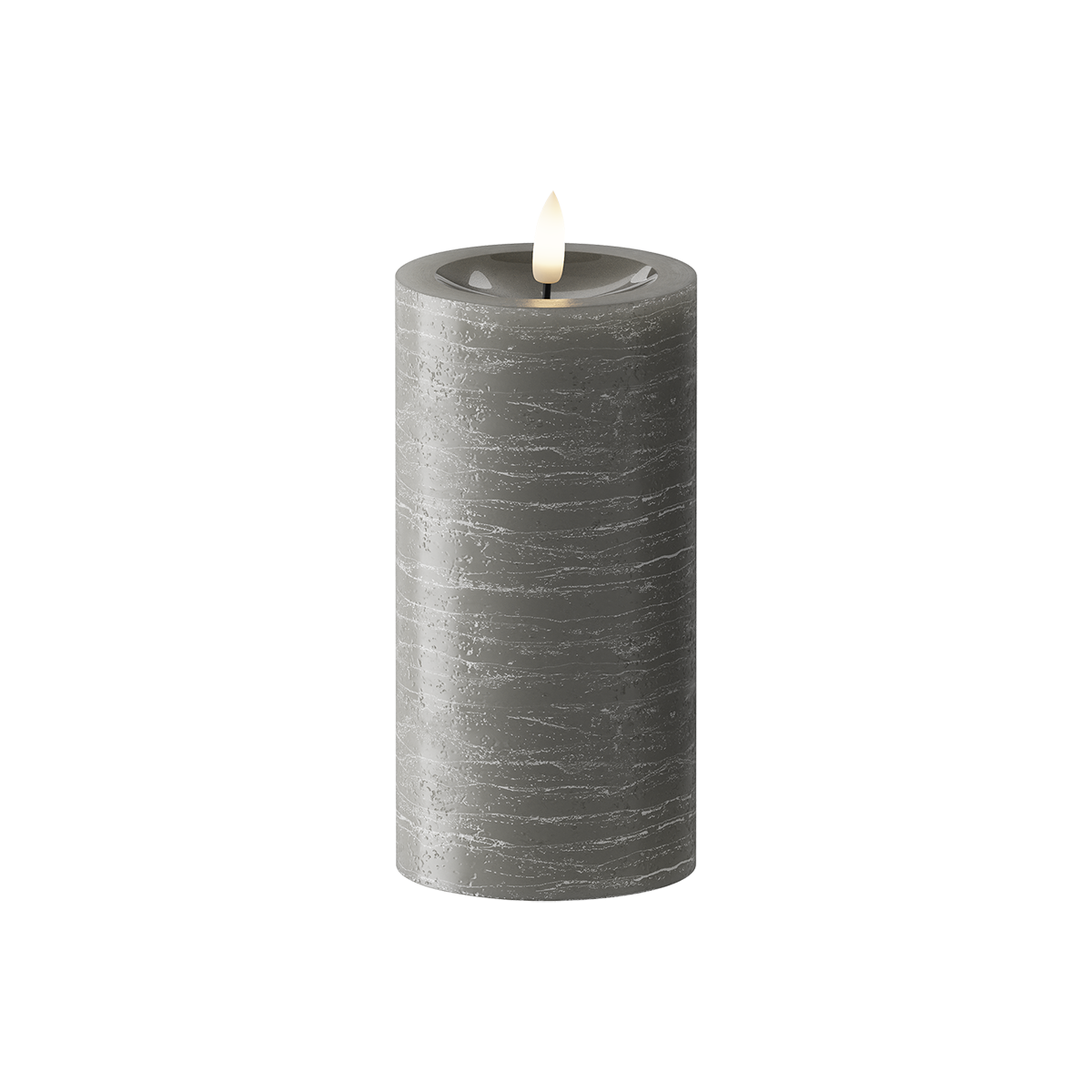LED Blockkerzen Ø 7,5 x 15 cm Dunkelgrau