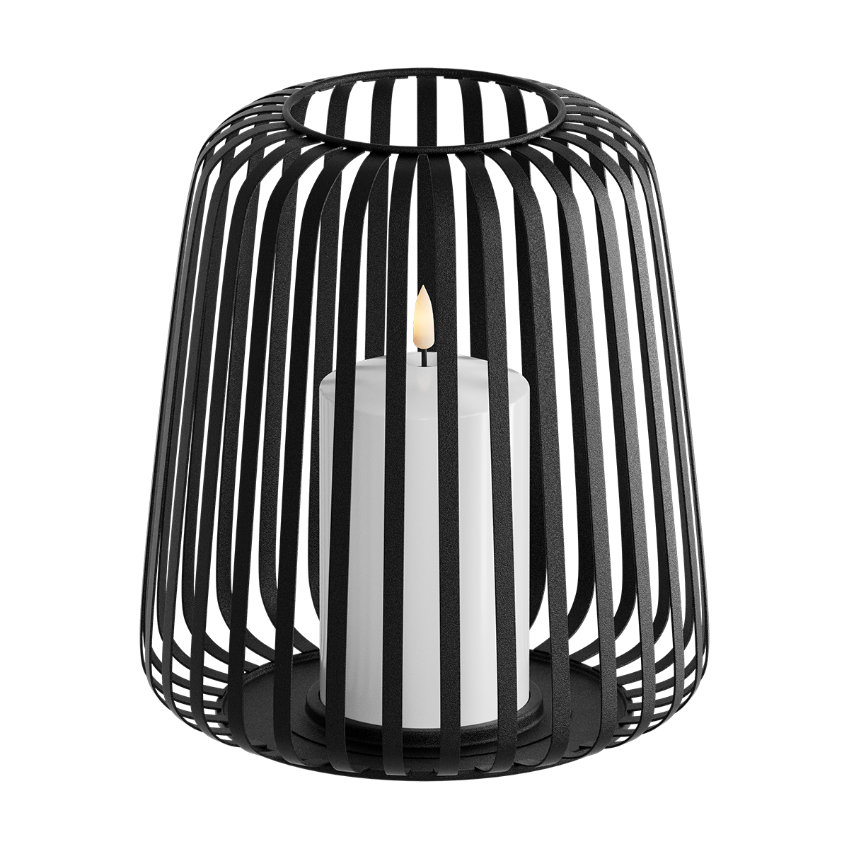 LED Laterne Ø 20 x 22 cm Schwarz