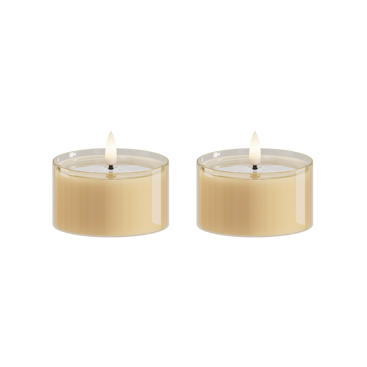 LEDs Vela de chá em vidro 2 peças, Ø 7,5 x 4,3 cm âmbar