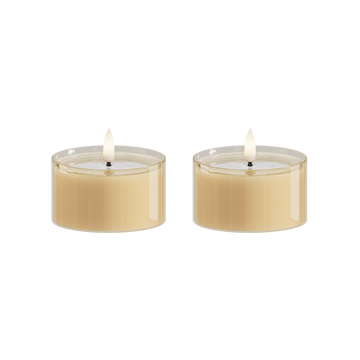 LEDs Vela de chá em vidro 2 peças, Ø 7,5 x 4,3 cm âmbar