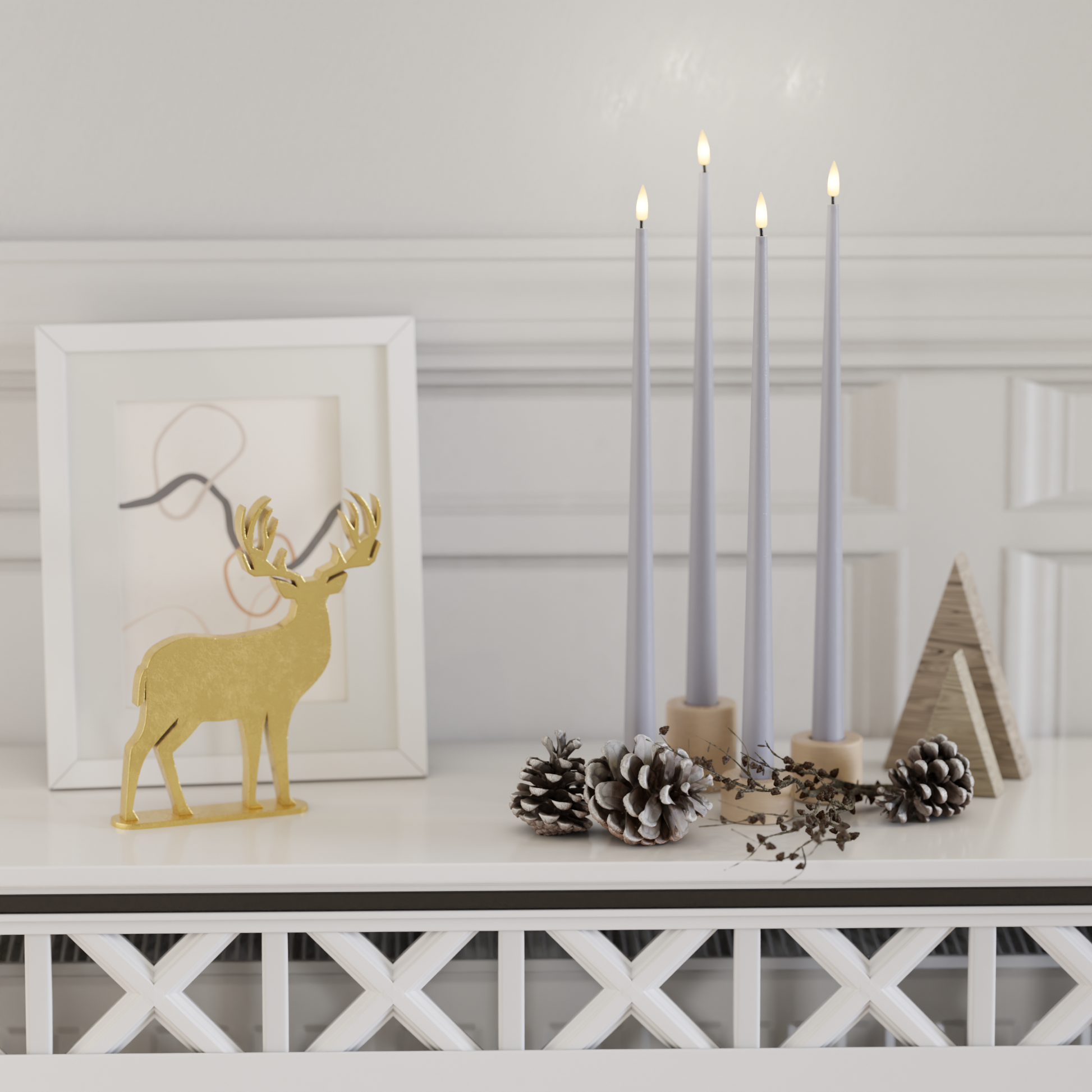 Deluxe Homeart LED Kerzenlicht Mit Lack Paket - Verblasst Blau - 4 Stück 38 cm 2