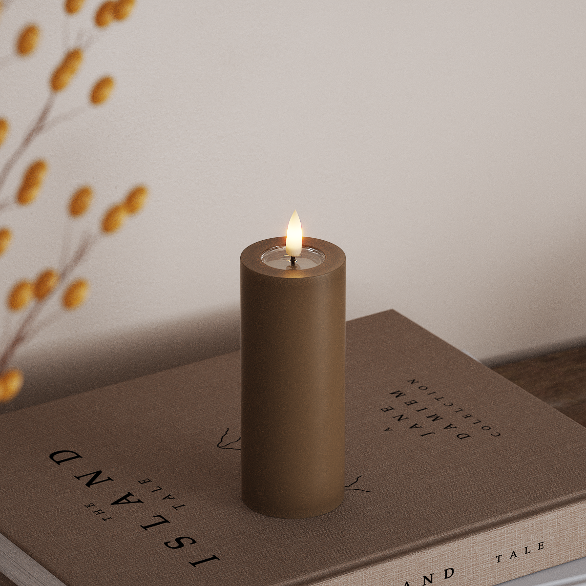 Deluxe Homeart LED Blockkerzen Ø 5 x 12,5 cm Karamell LED Blockkerzen 3