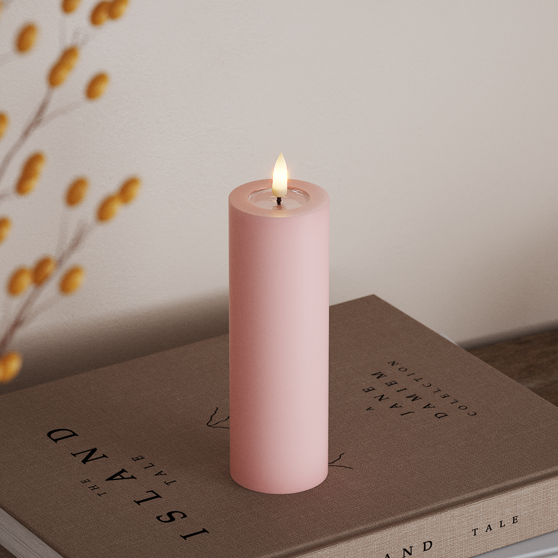 Deluxe Homeart LED Blockkerzen Ø 5 x 15 cm Hellrosa LED Blockkerzen 4