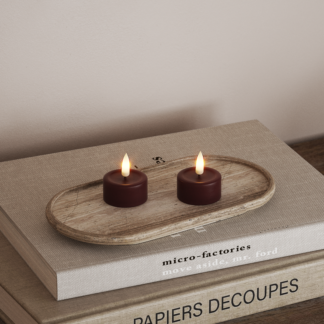 Deluxe Homeart LED Teelichter 2 Stück Burgunderrot LED Teelichter 4