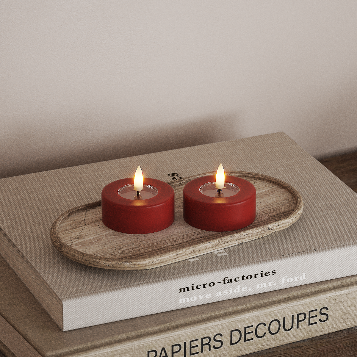 Deluxe Homeart LED Jumbo čajové svíčky 2 ks. Velký Červená LED jumbo čajová svíčka 3