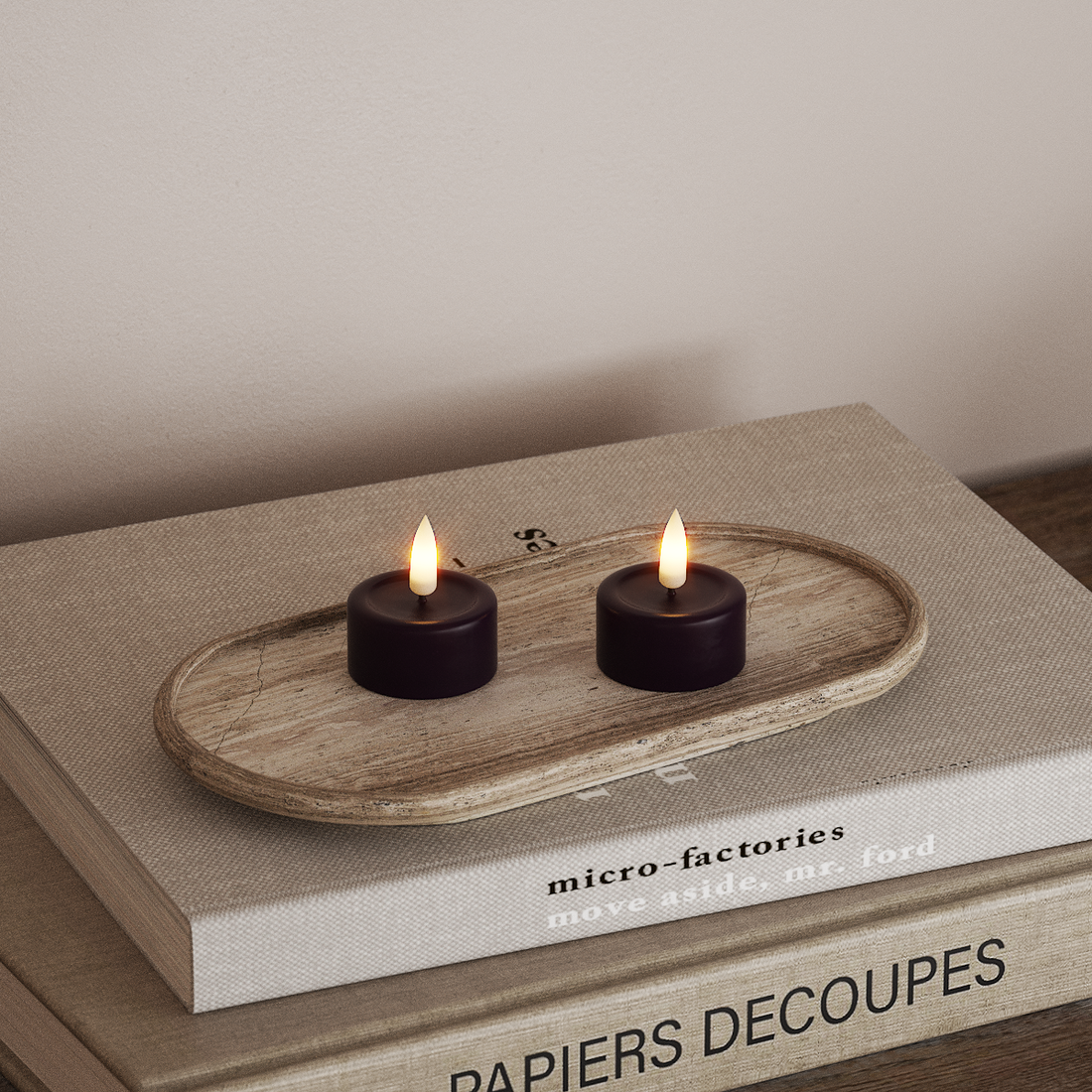 Deluxe Homeart LED Teelichter 2 Stück Dunkellila LED Teelichter 4