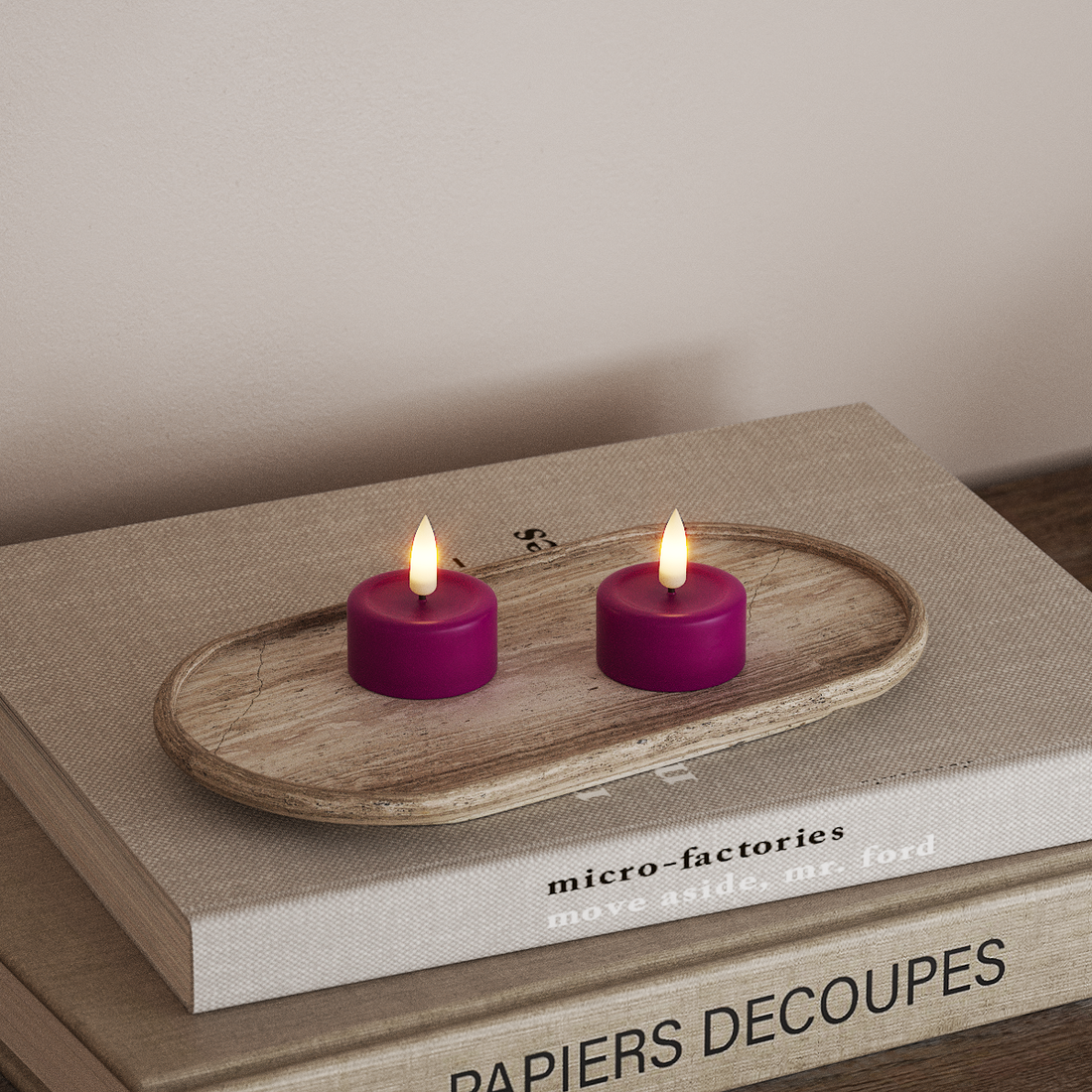 Deluxe Homeart LED Teelichter 2 Stück Violett LED Teelichter 4