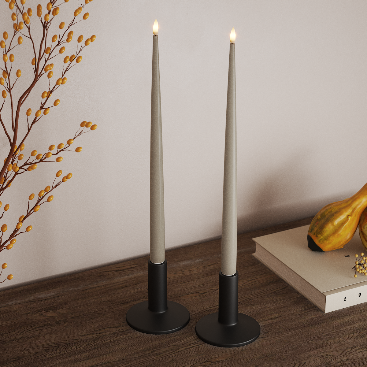 Deluxe Homeart LED Kerzenlicht Mit Lack mit Lack, 2 Stück 38 cm Sand LED Kerzenlicht Mit Lack 3