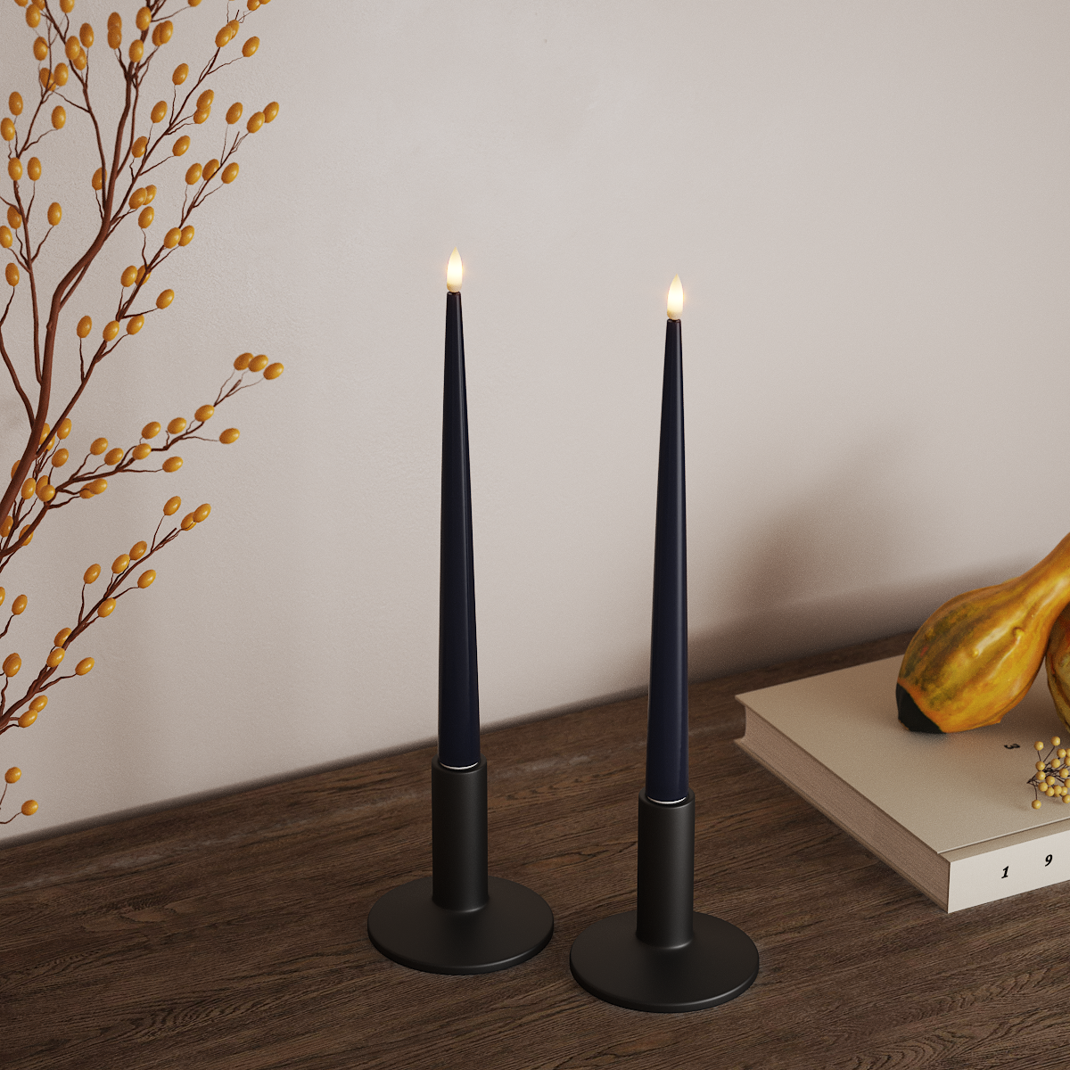 Deluxe Homeart LEDs Vela afilada com Laca, 2 peças 28 cm Azul real LEDs Vela afilada 3