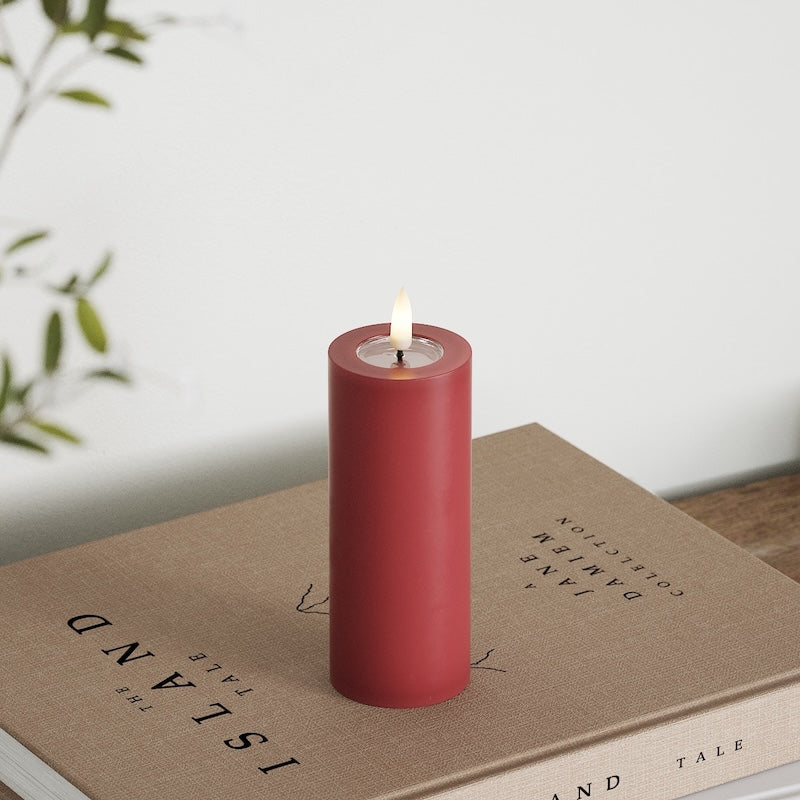 Deluxe Homeart LED Blockkerzen Ø 5 x 12,5 cm Bordeaux