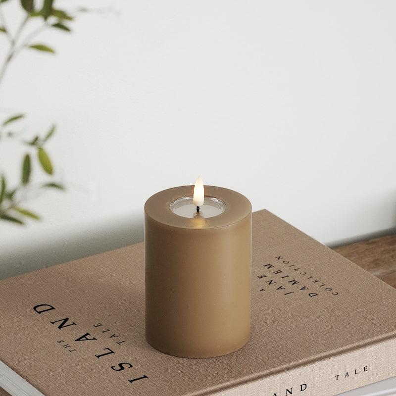 Deluxe Homeart LED Blockkerzen Ø 7,5 x 10 cm Karamell