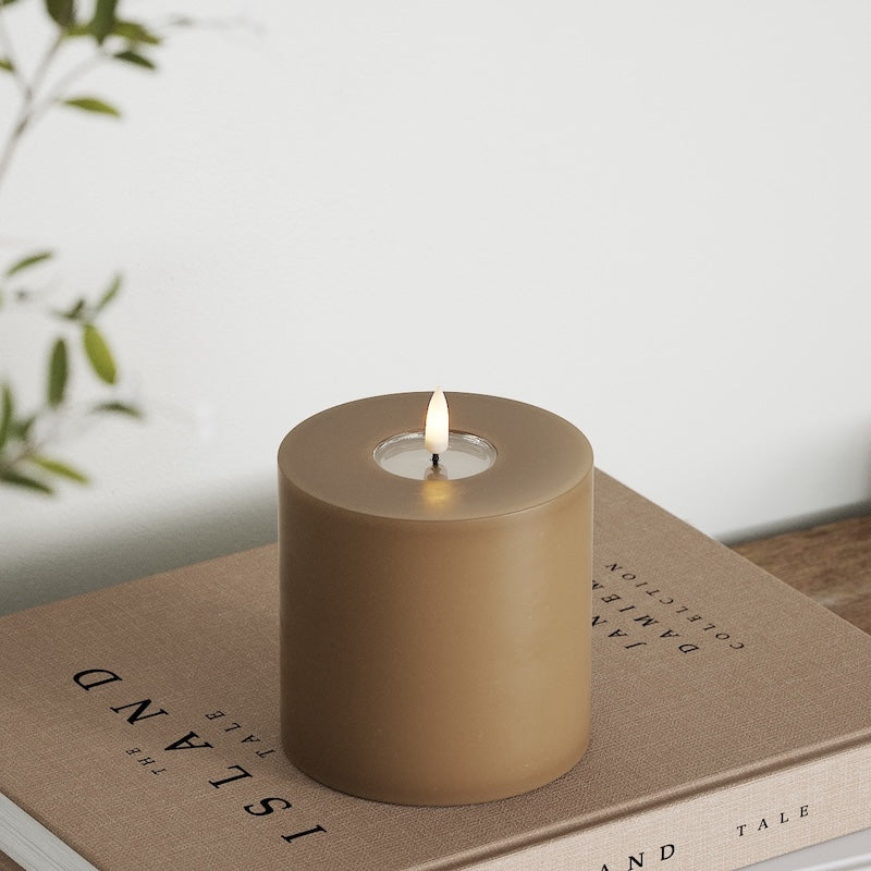 Deluxe Homeart LED Blockkerzen Ø 10 x 10 cm Karamell