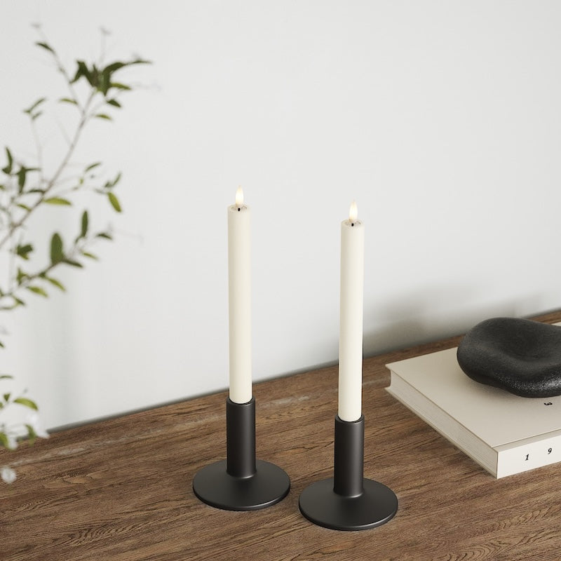 Deluxe Homeart LED Stabkerzen 2 Stück, Ø 2 x 24 cm Creme