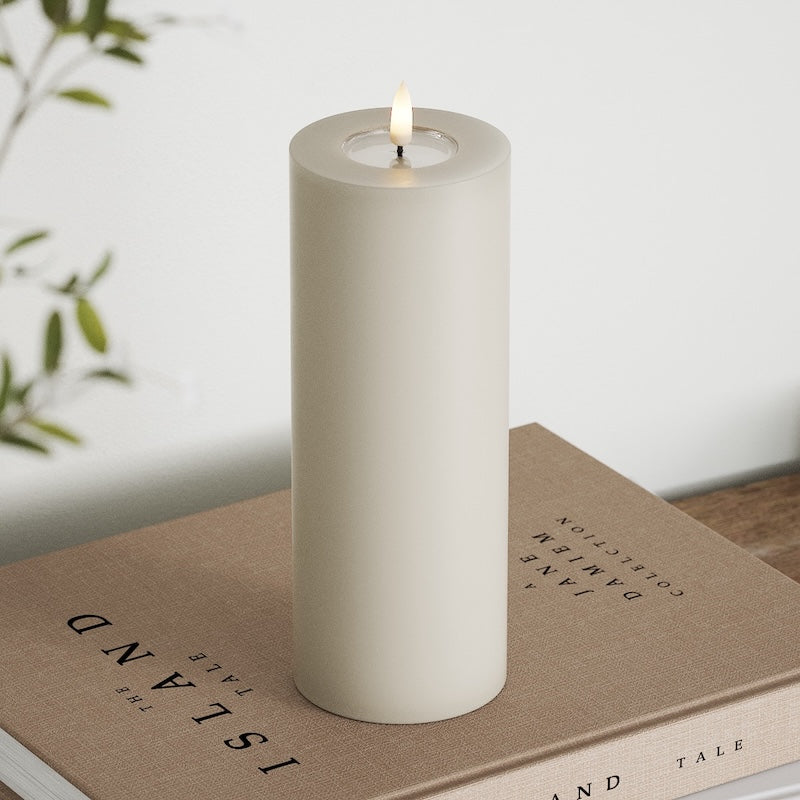 Deluxe Homeart LED Blockkerzen Ø 7,5 x 20 cm Sand