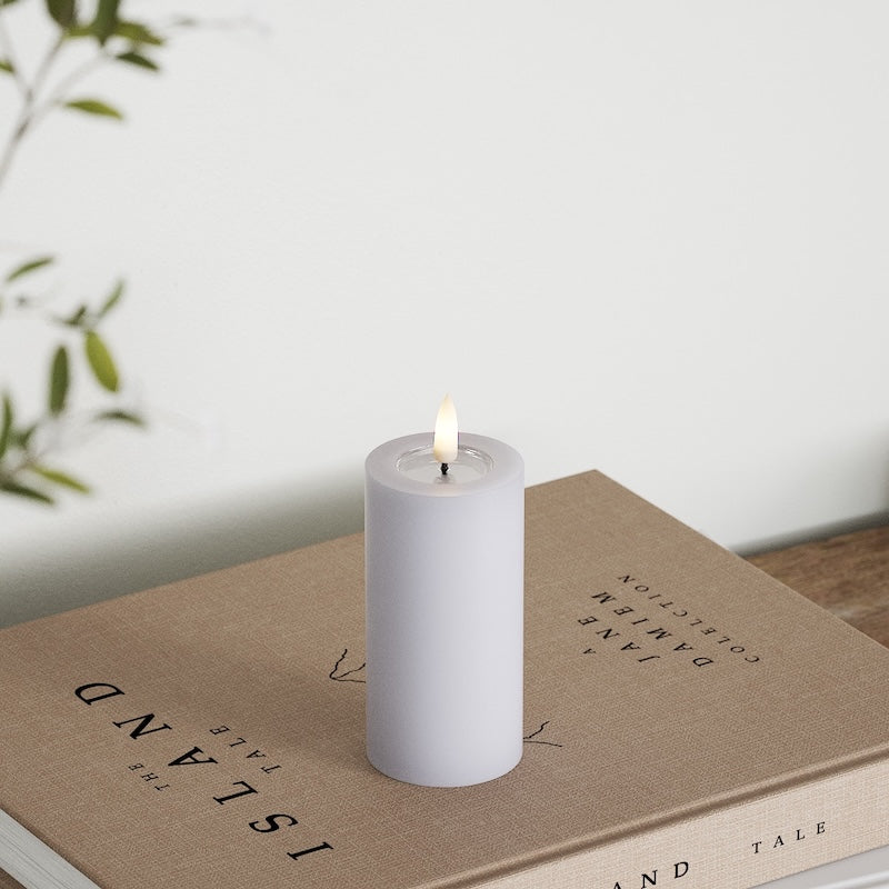 Deluxe Homeart LED Blockkerzen Ø 5 x 10 cm Verblasst Blau