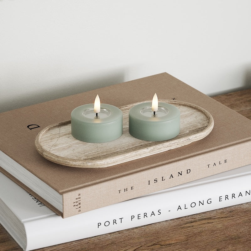 Deluxe Homeart LED Jumbo Värmeljus 2 stycken (stora) Salviagrön