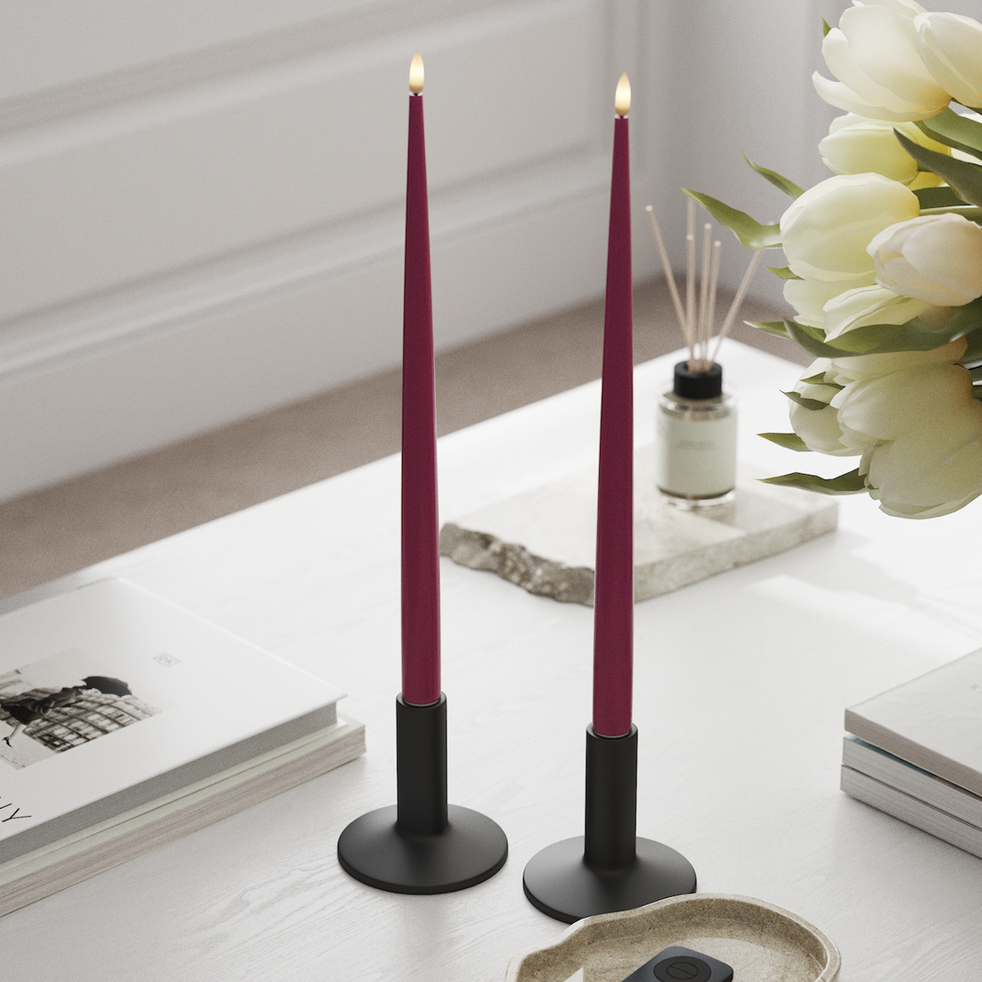 Deluxe Homeart LED Ljus Med Lack med Lack, 2 st 38 cm Magenta LED Ljus Med Lack 3