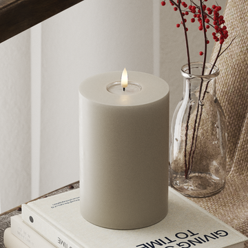 Deluxe Homeart LED Blockkerzen Ø 10 x 15 cm Sand LED Blockkerzen 4