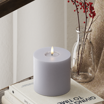 Deluxe Homeart LED Blockkerzen Ø 10 x 10 cm Verblasst Blau LED Blockkerzen 4