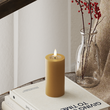 Deluxe Homeart LED Blockkerzen Ø 5 x 10 cm Curry LED Blockkerzen 4