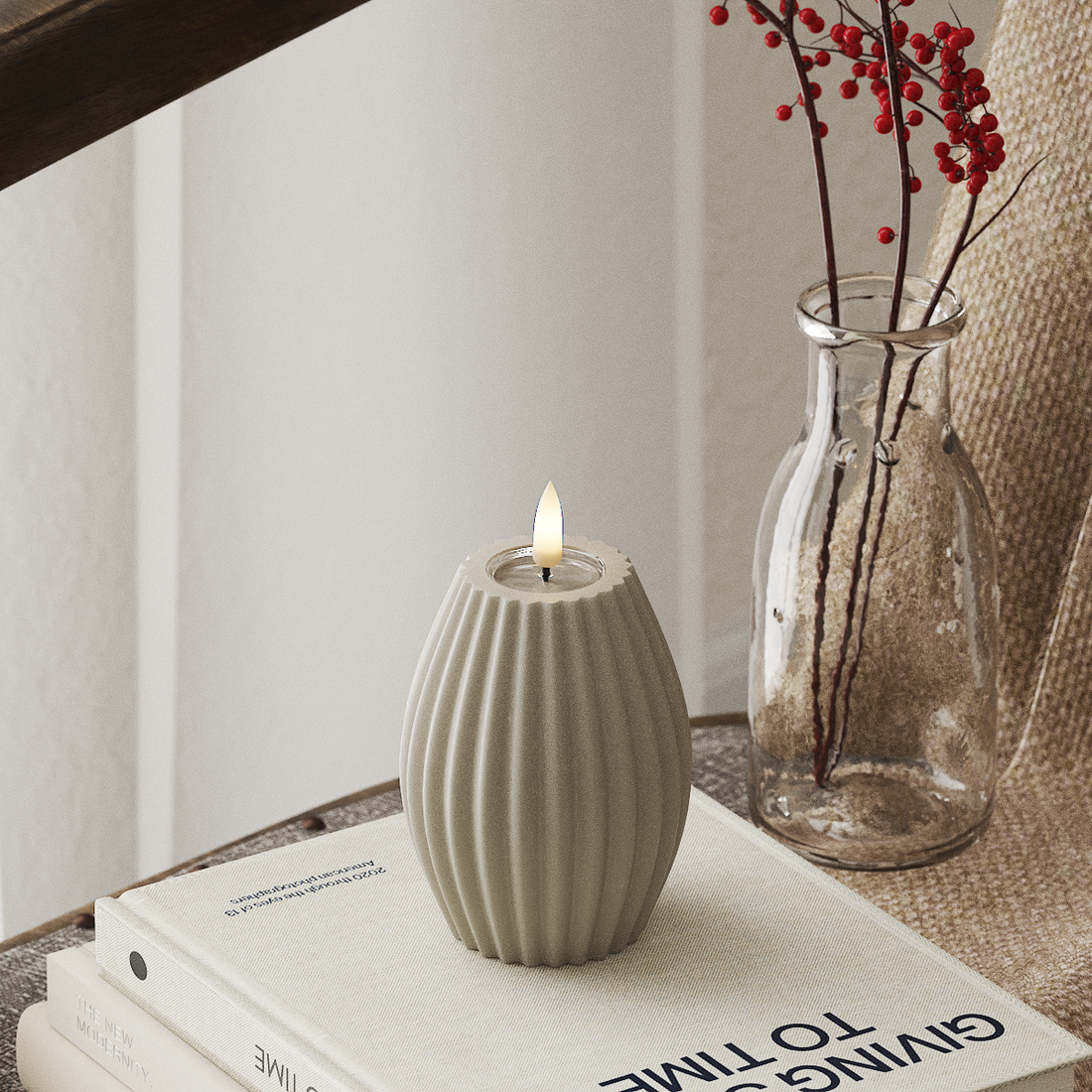 Deluxe Homeart LED Rillelys D 7,5 x H 10 cm Sand LED rillelys 4