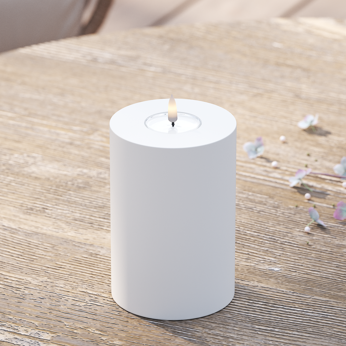 Deluxe Homeart Draußen LED Blockkerzen Ø 10 x 15 cm Weiß LED Außenleuchte Blockkerzen 2