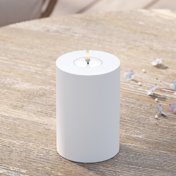 Deluxe Homeart Draußen LED Blockkerzen Ø 10 x 15 cm Weiß LED Außenleuchte Blockkerzen 2