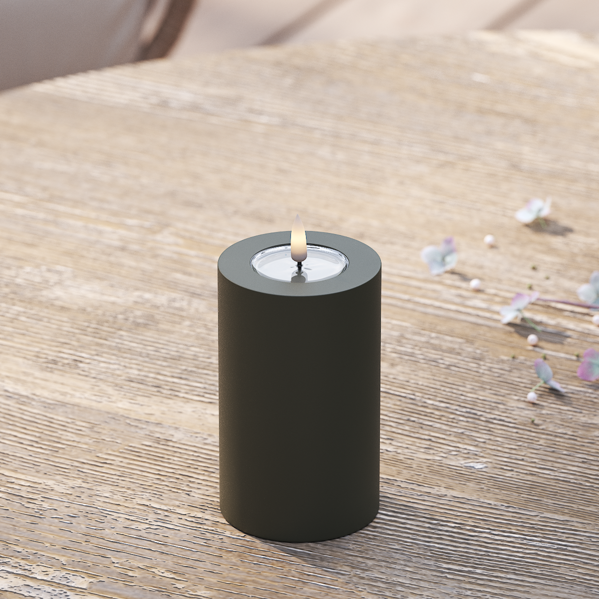 Deluxe Homeart LED externo Vela pilar Ø 7,5 x 12,5 cm Verde escuro Luz LED para exterior Vela pilar 2