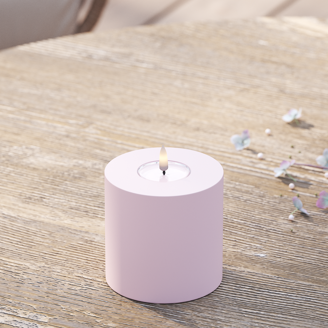 Deluxe Homeart Venkovní LED blokové světlo Ø 10 x 10 cm Zaprášená červená LED venkovní světelné blokové světlo 2