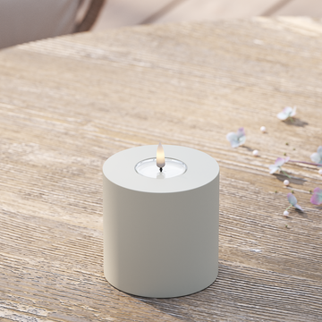 Deluxe Homeart Draußen LED Blockkerzen Ø 10 x 10 cm Sand LED Außenleuchte Blockkerzen 2