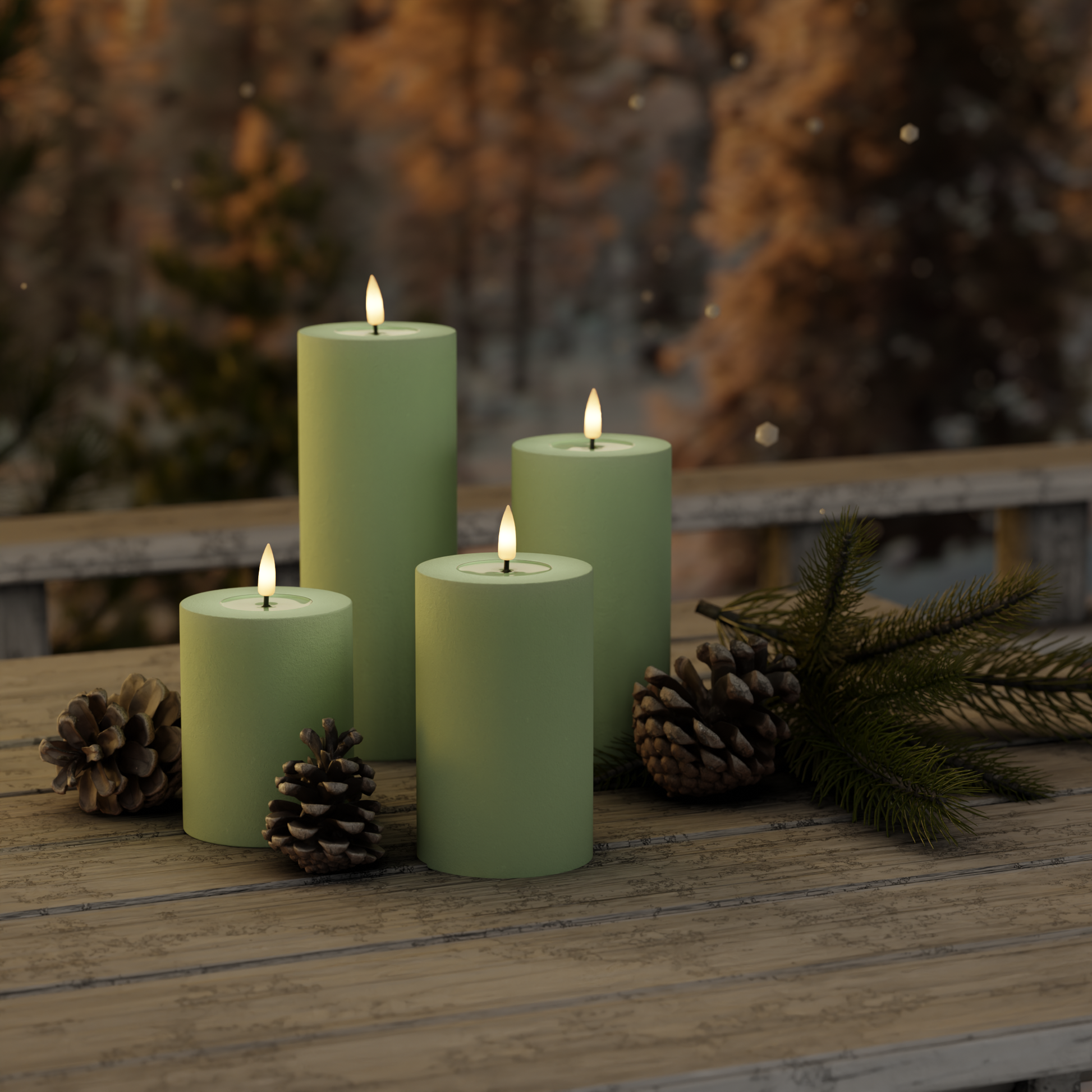 Deluxe Homeart Pacote de luz externa Dust Green 7,5 x 10, 12,5, 15, 20 1