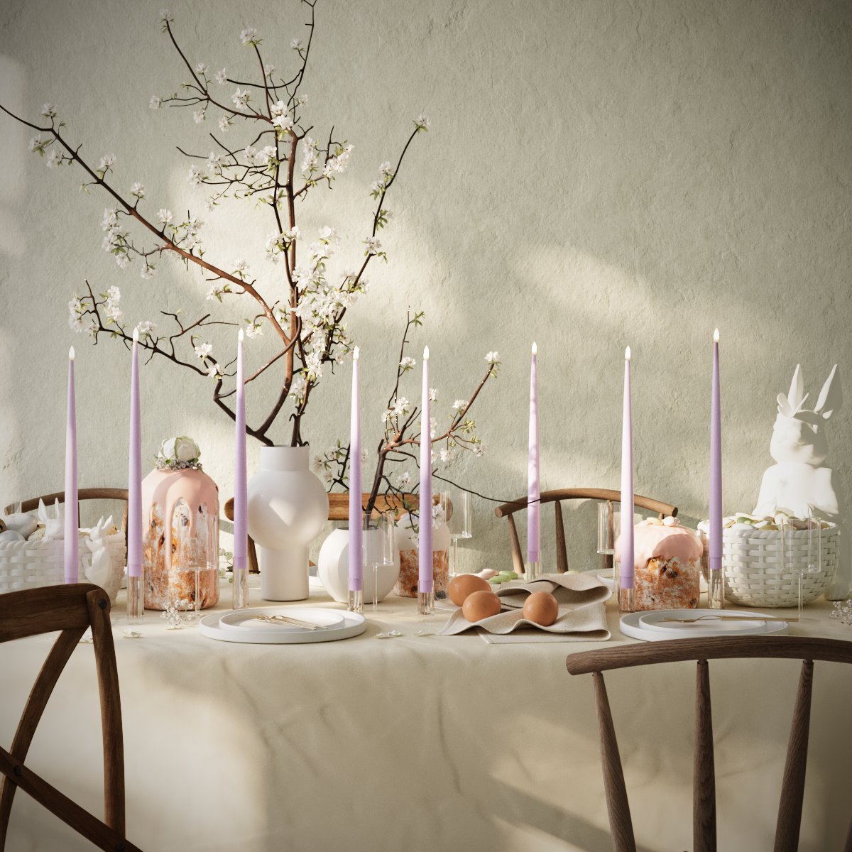 Deluxe Homeart LED Kerzenlicht Mit Lack Paket - Lavendel - 8 Stück 38 cm Kerzenlicht Mit Lack Paket 1