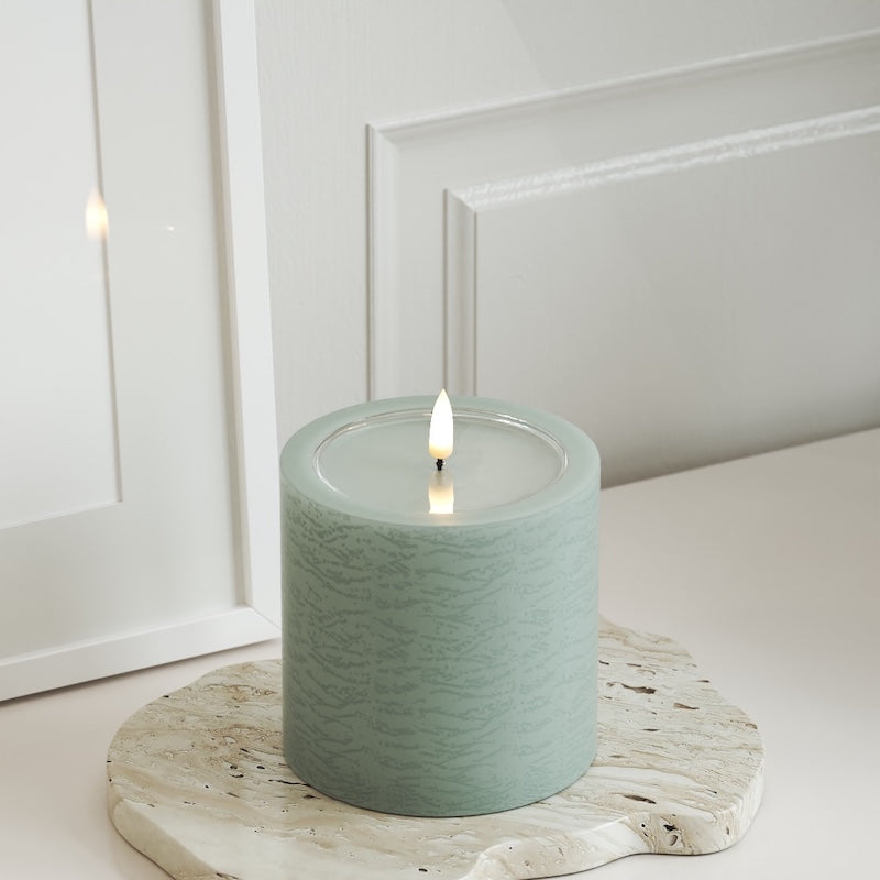 Unique Candles Unique LED Blockkerzen T 10 x 10 cm Salbeigrün